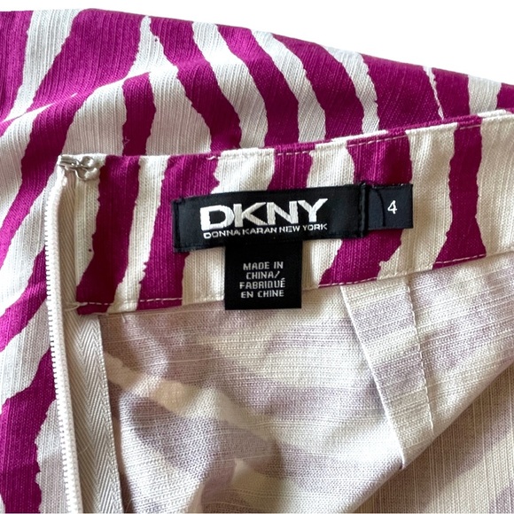 NWOT DKNY Zebra Stripped Raspberry & Cream Light Skirt Size 4 - Picture 4 of 10
